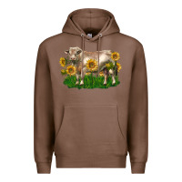 Chestnut charolais bull with sunflowers Premium Hoodie - LillyAllenDesigns