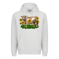 Dove Grey charolais bull with sunflowers Premium Hoodie - LillyAllenDesigns