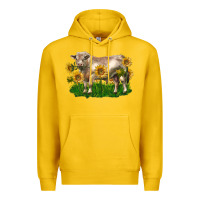 Lemon charolais bull with sunflowers Premium Hoodie - LillyAllenDesigns