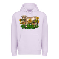 Lilac charolais bull with sunflowers Premium Hoodie - LillyAllenDesigns