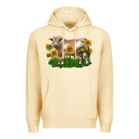 Pina Colada charolais bull with sunflowers Premium Hoodie - LillyAllenDesigns