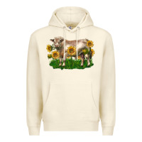 Sandshell charolais bull with sunflowers Premium Hoodie - LillyAllenDesigns