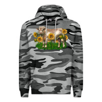 Slate Camo charolais bull with sunflowers Premium Hoodie - LillyAllenDesigns