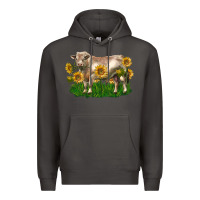 Smoke charolais bull with sunflowers Premium Hoodie - LillyAllenDesigns
