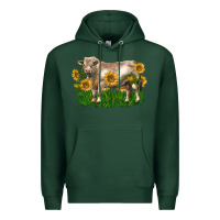 Sports Green charolais bull with sunflowers Premium Hoodie - LillyAllenDesigns