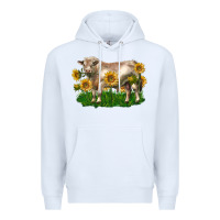 White charolais bull with sunflowers Premium Hoodie - LillyAllenDesigns