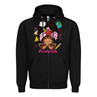 Black afro messy bun teacherlife Zipper Hoodie - texasbilliewilder