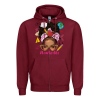 Burgundy afro messy bun teacherlife Zipper Hoodie - texasbilliewilder