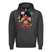 Charcoal Heather afro messy bun teacherlife Zipper Hoodie - texasbilliewilder