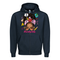 Navy afro messy bun teacherlife Zipper Hoodie - texasbilliewilder