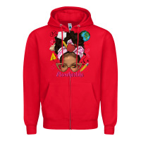 Red afro messy bun teacherlife Zipper Hoodie - texasbilliewilder