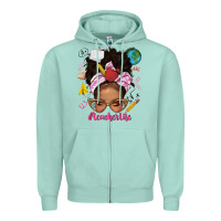 Seafoam afro messy bun teacherlife Zipper Hoodie - texasbilliewilder