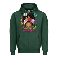 Sports Green afro messy bun teacherlife Zipper Hoodie - texasbilliewilder
