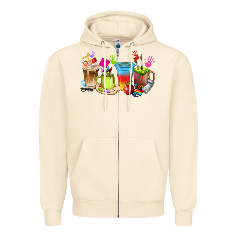 Art Teacher Coffee Cups Zipper Hoodie by texasbilliewilder | Teevron