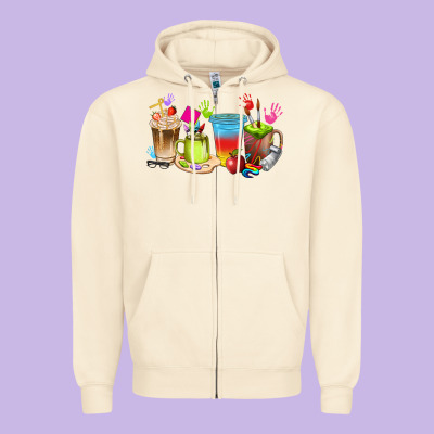 Art Teacher Coffee Cups Zipper Hoodie Designed By Texasbilliewilder