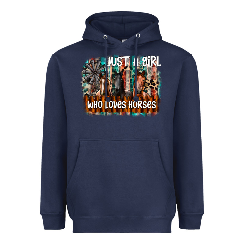 Just A Girl Who Loves Horses Heavyweight Hoodie by CowhideDigitalArt | Teevron