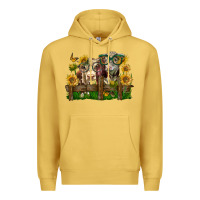 Antique Gold hereford bull and heifer with sunflowers Premium Hoodie - LillyAllenDesigns
