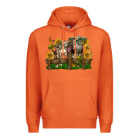 Carrot hereford bull and heifer with sunflowers Premium Hoodie - LillyAllenDesigns