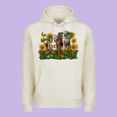 Hereford Bull And Heifer With Sunflowers Premium Hoodie Designed By Lillyallendesigns