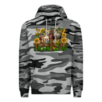 Slate Camo hereford bull and heifer with sunflowers Premium Hoodie - LillyAllenDesigns