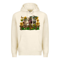 Tofu hereford bull and heifer with sunflowers Premium Hoodie - LillyAllenDesigns