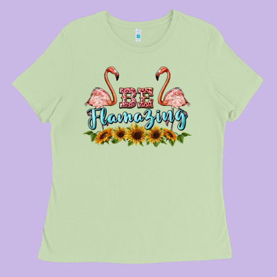 Be Flamezing Flamingo Ladies Tee Designed By Barkaloodesign