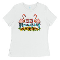 White be flamezing flamingo Ladies Tee - BarkalooDesign