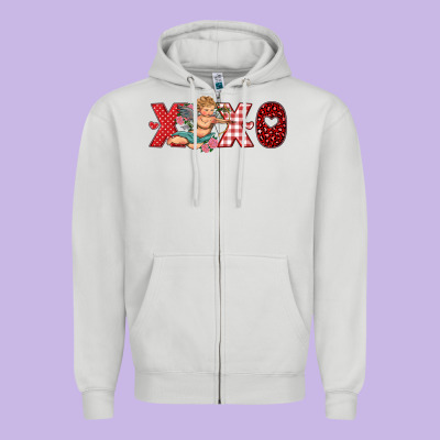 Xoxo Cupid Zipper Hoodie Designed By Ranaportraitstore