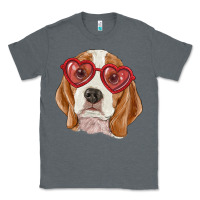 Charcoal Heather Beagle with love glasses Classic Tee - RanaPortraitStore