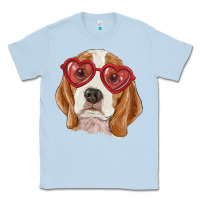 Dusty Blue Beagle with love glasses Classic Tee - RanaPortraitStore