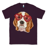 Plum Beagle with love glasses Classic Tee - RanaPortraitStore