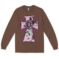 Chestnut Cowhide Pink Gemstone Cross Long Sleeve Tee - RanaPortraitStore