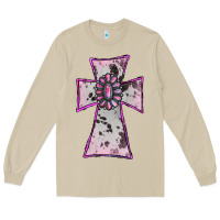 Mushroom Cowhide Pink Gemstone Cross Long Sleeve Tee - RanaPortraitStore