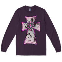 Plum Cowhide Pink Gemstone Cross Long Sleeve Tee - RanaPortraitStore