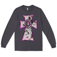Smoke Cowhide Pink Gemstone Cross Long Sleeve Tee - RanaPortraitStore