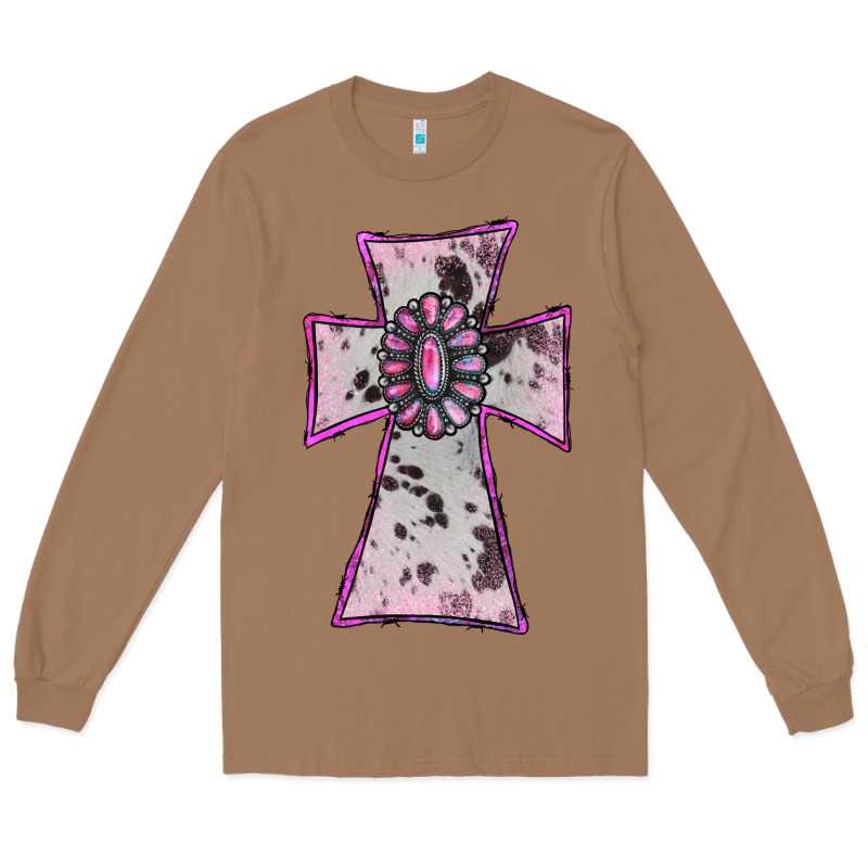 Cowhide Pink Gemstone Cross Long Sleeve Tee by RanaPortraitStore | Teevron
