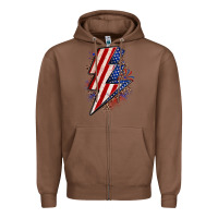 Chestnut leopard american flag lightning bolt Zipper Hoodie - Zillion Design Studio