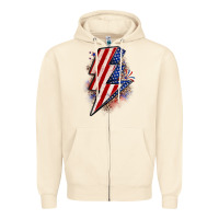 Sandshell leopard american flag lightning bolt Zipper Hoodie - Zillion Design Studio