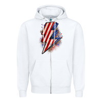 White leopard american flag lightning bolt Zipper Hoodie - Zillion Design Studio