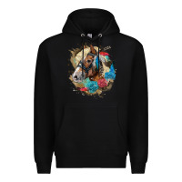 Black haflinger horse floral Premium Hoodie - LillyAllenDesigns