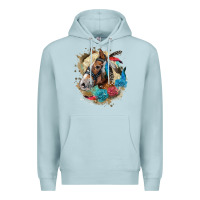 Blue Mist haflinger horse floral Premium Hoodie - LillyAllenDesigns