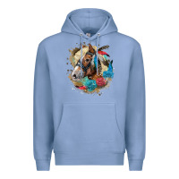 Colony Blue haflinger horse floral Premium Hoodie - LillyAllenDesigns