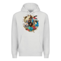 Dove Grey haflinger horse floral Premium Hoodie - LillyAllenDesigns