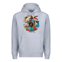 Heather Grey haflinger horse floral Premium Hoodie - LillyAllenDesigns