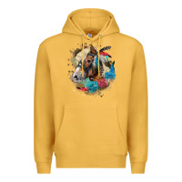 Mustard haflinger horse floral Premium Hoodie - LillyAllenDesigns