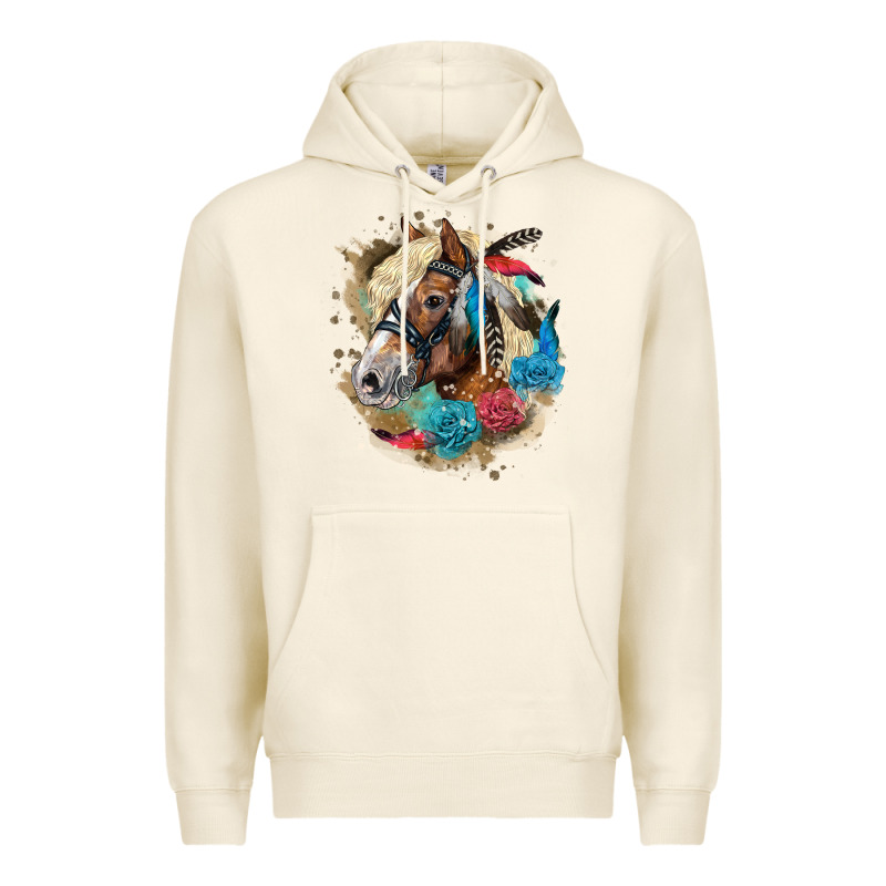 Haflinger Horse Floral Premium Hoodie by LillyAllenDesigns | Teevron