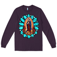 Plum Gemstone Lady Of Guadalupe Long Sleeve Tee - RanaPortraitStore