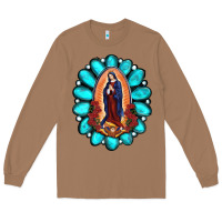 Toasted Coconut Gemstone Lady Of Guadalupe Long Sleeve Tee - RanaPortraitStore