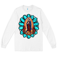 White Gemstone Lady Of Guadalupe Long Sleeve Tee - RanaPortraitStore