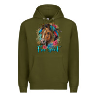 Army Green free spirit quarter horse floral Premium Hoodie - LillyAllenDesigns
